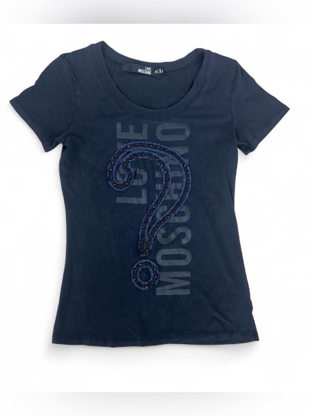 Moschino Navy Short-Sleeve Logo Tee